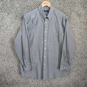 Chaps Shirt Mens 17 32/33 Gray Button Down Classic Fit Cotton Blend Wrinkle Free